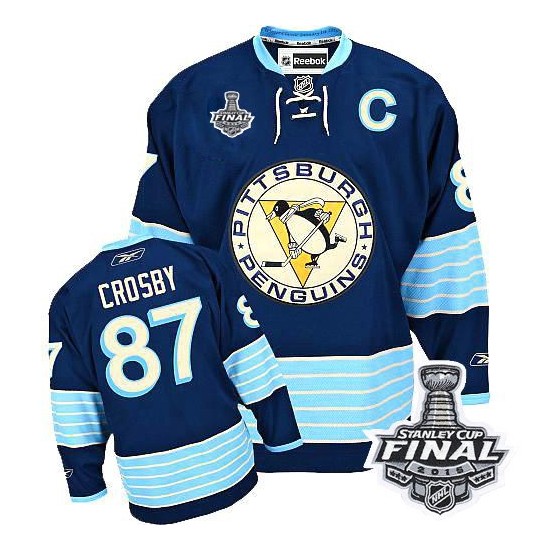 Reebok Sidney Crosby Pittsburgh Penguins 2008 Winter Classic NHL Jersey Blue  L